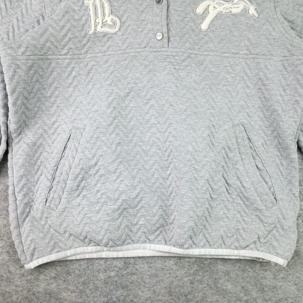 Penelope Women's L Pepita Sweater Cozy Equestrian Quilted Pullover Gray Striped - Picture 9 of 16
